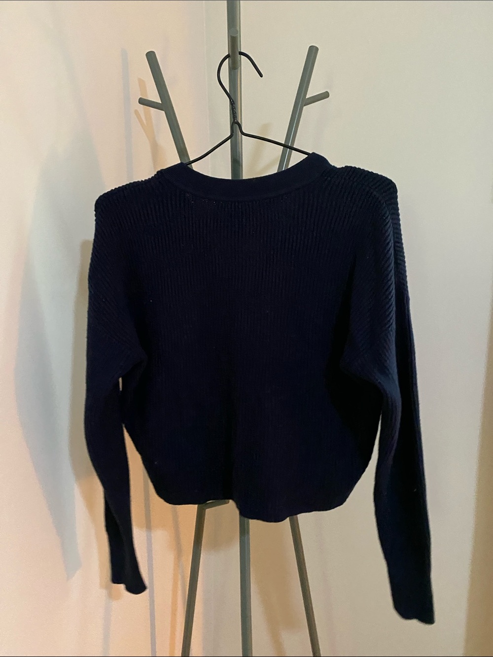 Simons Navy Ribbed V-Neck Button Cardigan - Picture 5 of 5